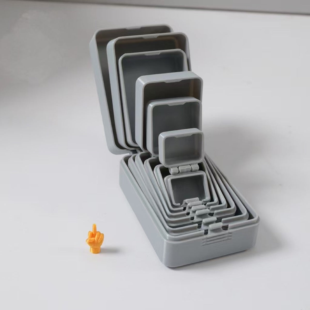 Funny 7-Layer Prank Box – 3D Printed Middle Finger Surprise Gift