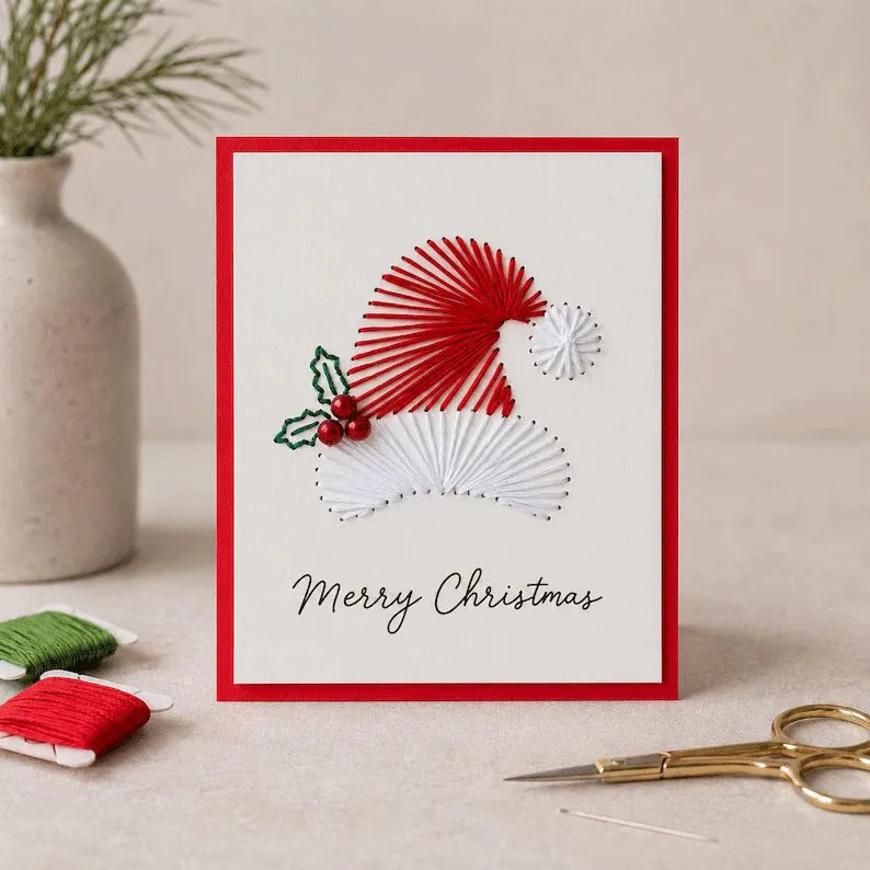 🎄6 Festive Designs ✨| Christmas Thread Art Card Kit – Create Beautiful Handmade Holiday Cards ✨
