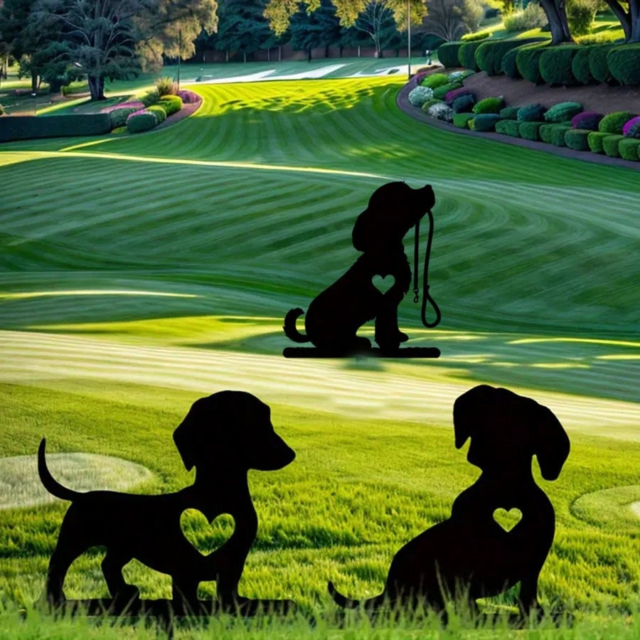 Freestanding Metal Dog Silhouette Garden Stake – Outdoor Pet Memorial Yard Decor