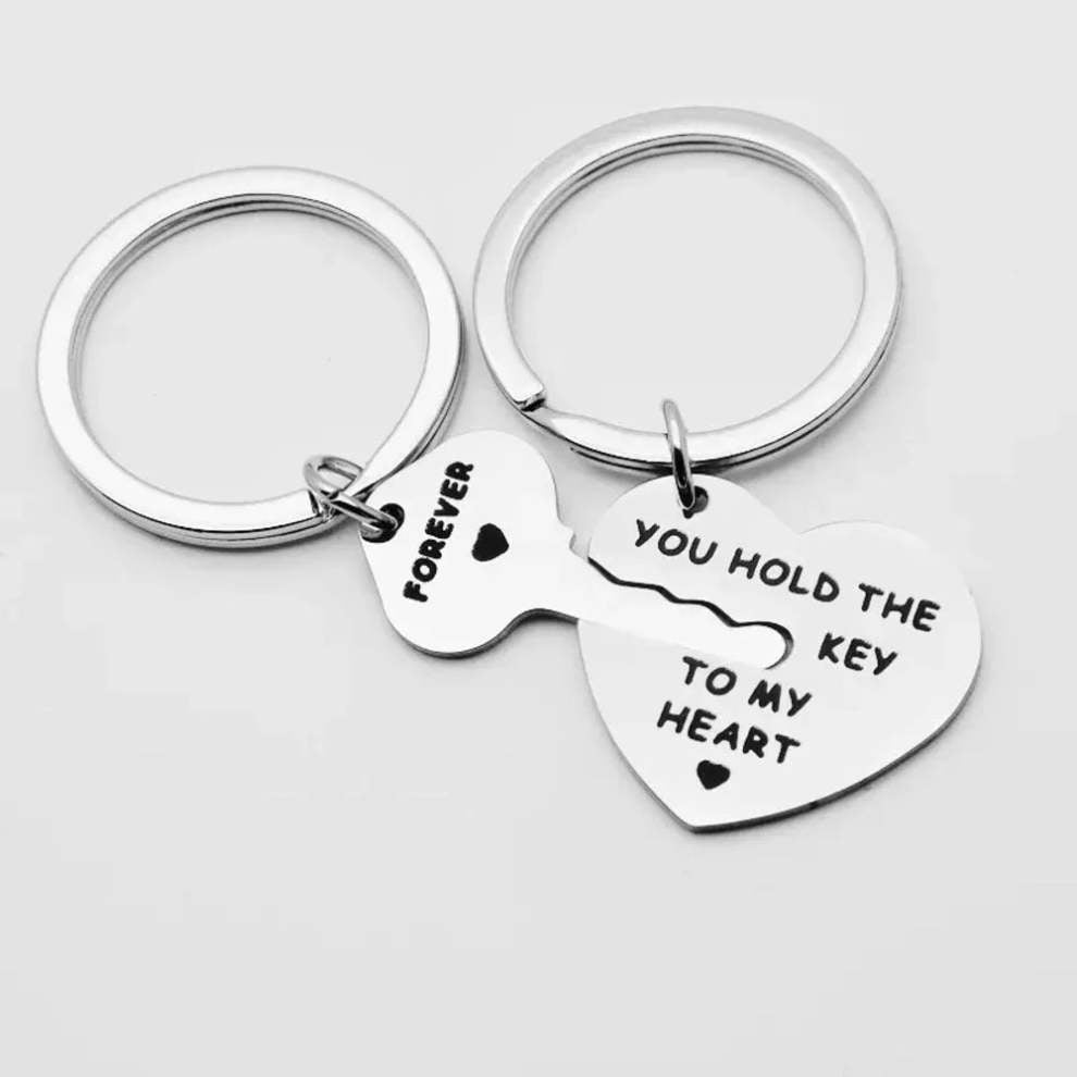 Heart & Key Matching Keychain Set – You Hold the Key To My Heart