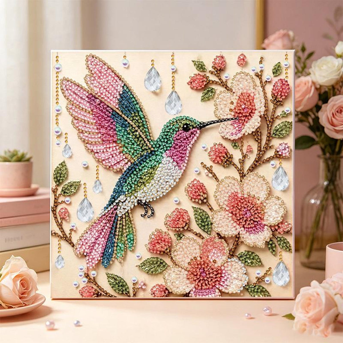 Hummingbird Pearl Art DIY Kit - Handcrafted 3D Bead Painting Craft for Adults & Home Decor