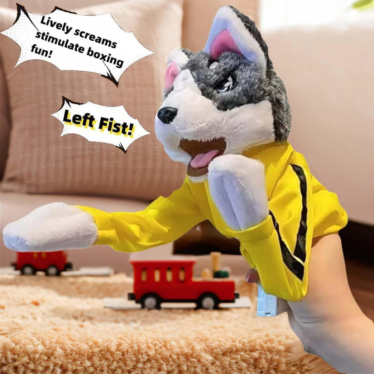 Novelty Boxing Husky Dog Puppet Interactive Pet Toy Funny Fighting