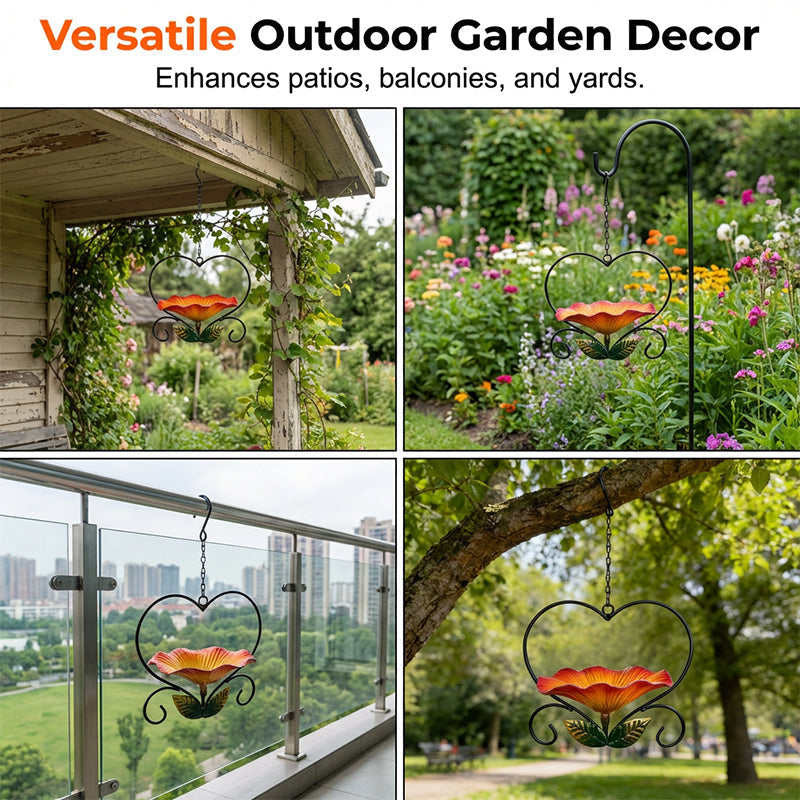 💖🐦 Heart-Shaped Bird Feeder – Floral, Hanging,Perfect for Backyard or Balcony 🏡