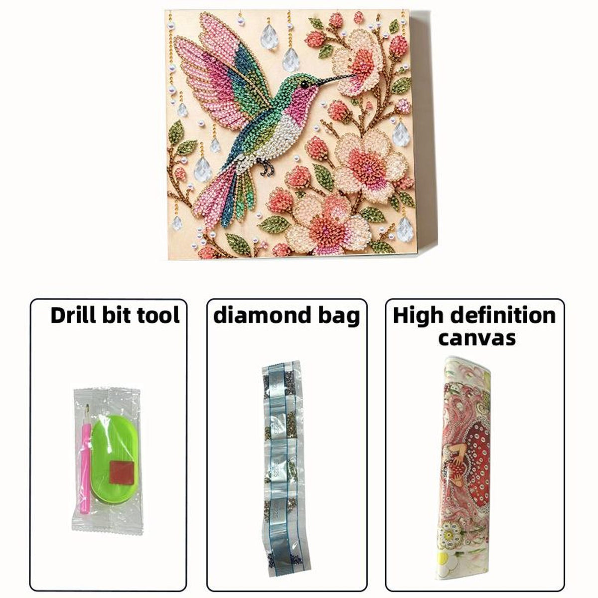 Hummingbird Pearl Art DIY Kit - Handcrafted 3D Bead Painting Craft for Adults & Home Decor