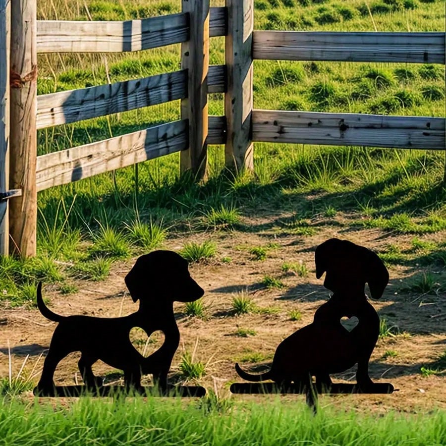 Freestanding Metal Dog Silhouette Garden Stake – Outdoor Pet Memorial Yard Decor