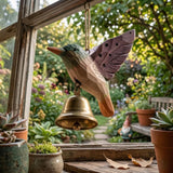 Hand Carved Wooden Bird Wind Chime – Rustic Garden Hanging Decor