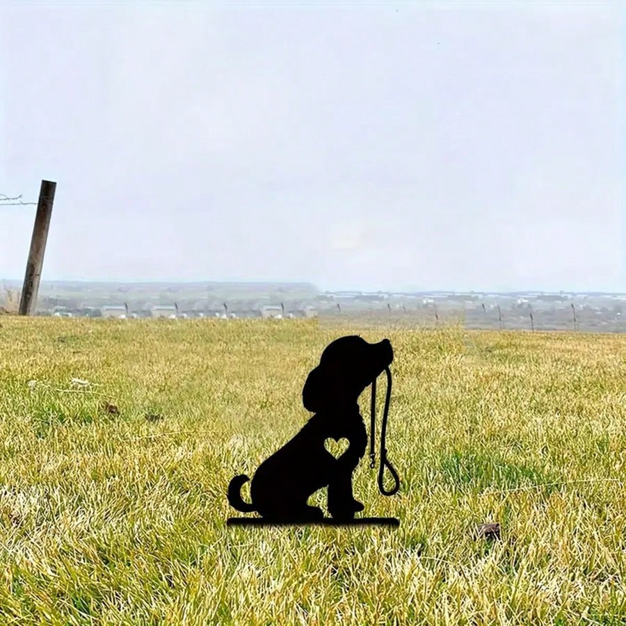 Freestanding Metal Dog Silhouette Garden Stake – Outdoor Pet Memorial Yard Decor