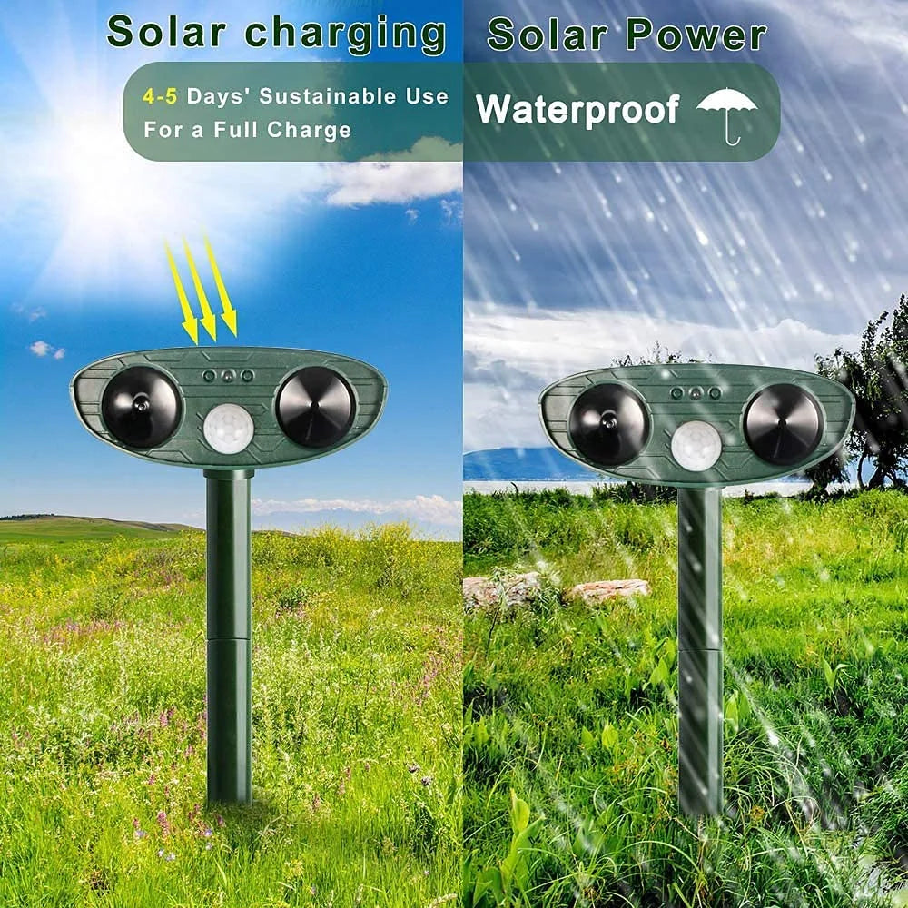 Ultrasonic Deer Repeller Solar Powered, Keep Deer out of Garden
