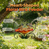 💖🐦 Heart-Shaped Bird Feeder – Floral, Hanging,Perfect for Backyard or Balcony 🏡