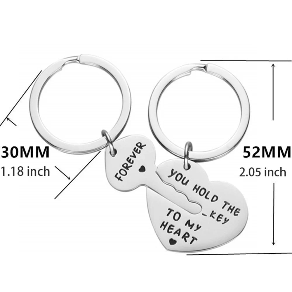 Heart & Key Matching Keychain Set – You Hold the Key To My Heart