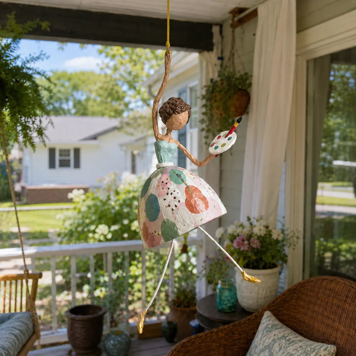 💃 Whimsical Dancing Lady Hanging Ornament | Folk-Art Porch & Window Decor