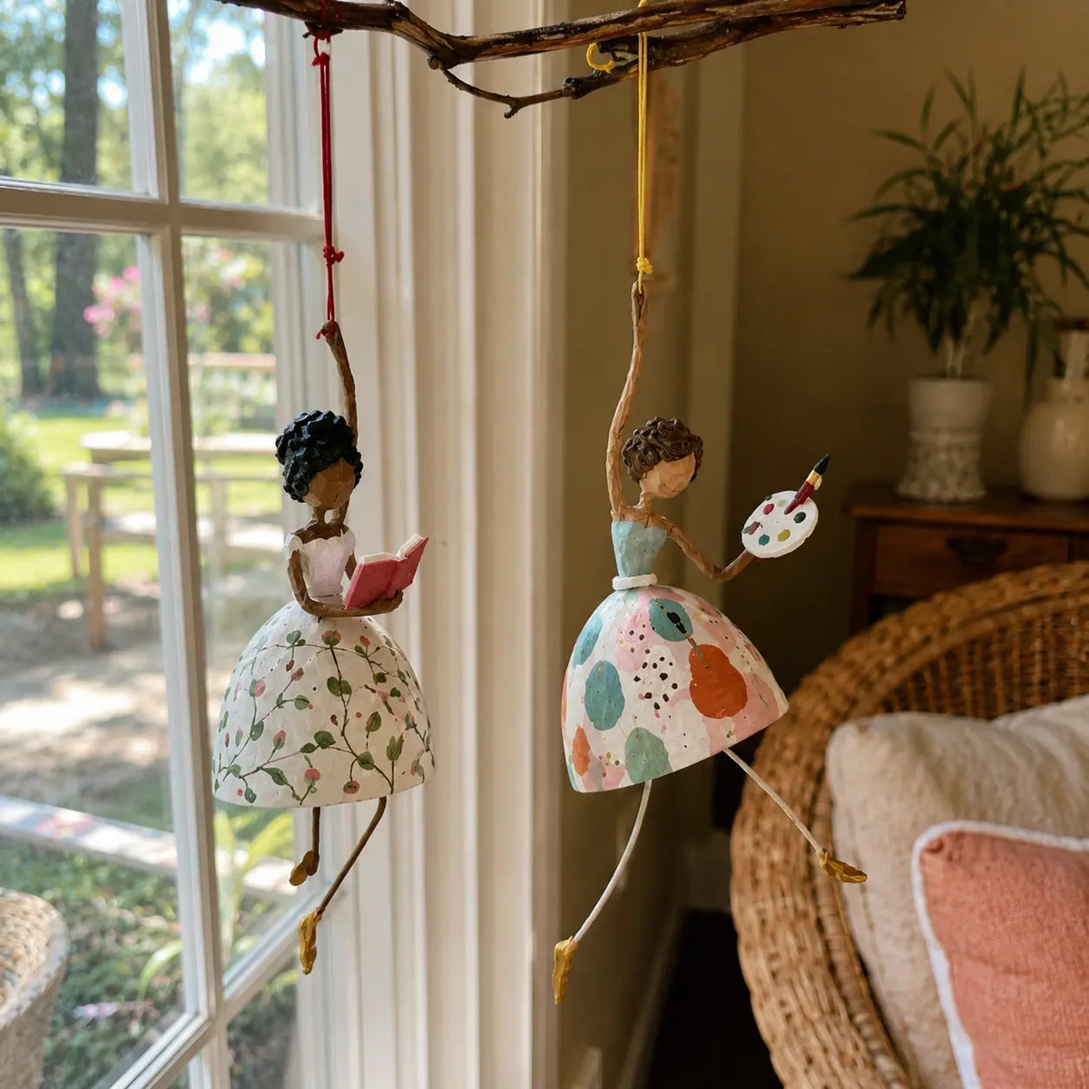 💃 Whimsical Dancing Lady Hanging Ornament | Folk-Art Porch & Window Decor