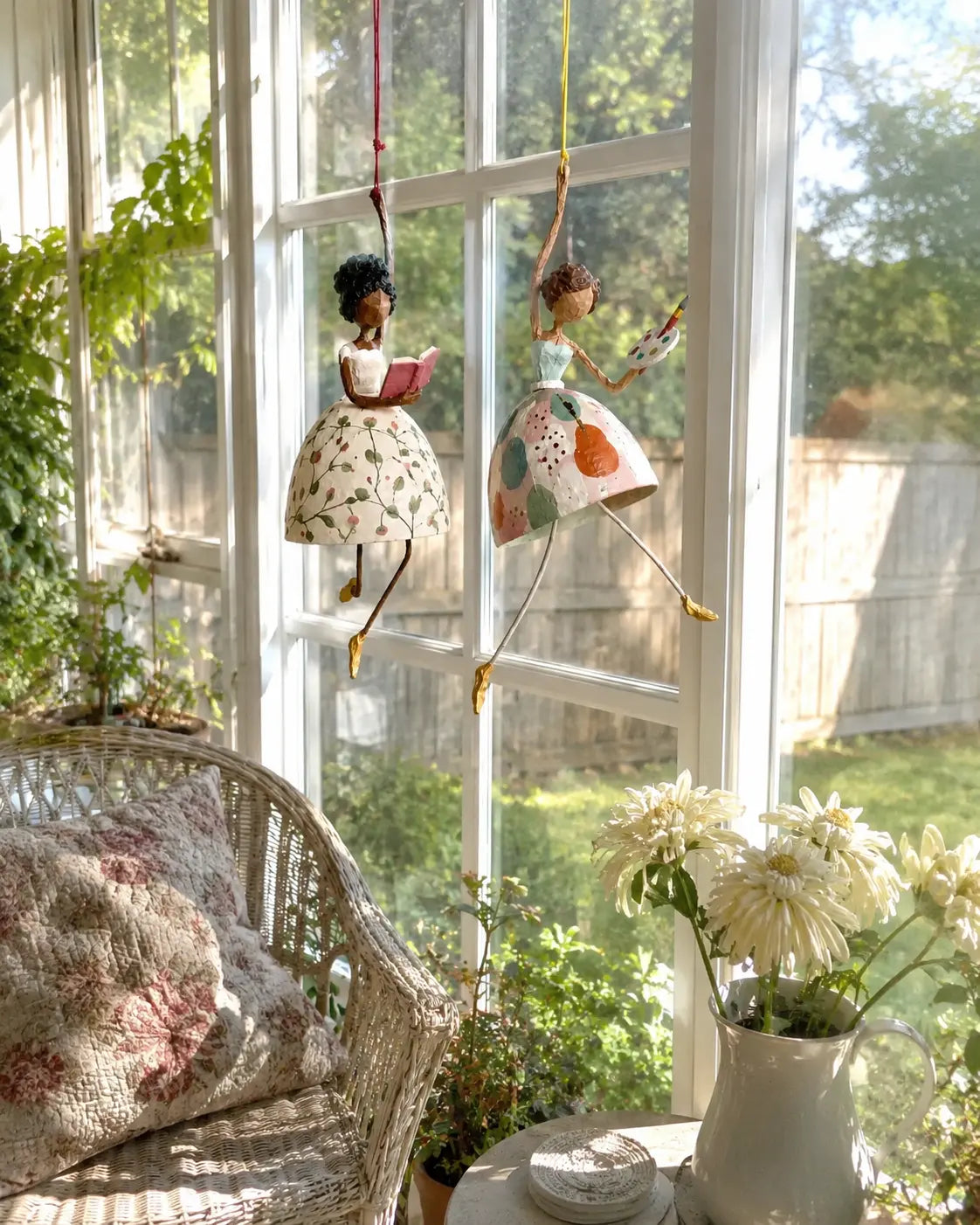 💃 Whimsical Dancing Lady Hanging Ornament | Folk-Art Porch & Window Decor