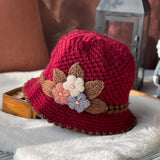 Women's  Flowers Knitted Woolen Hat