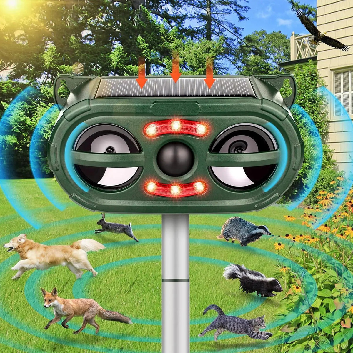 Solar-Powered Animal Repeller,Repellent for Outdoor Farm and Orchard Use