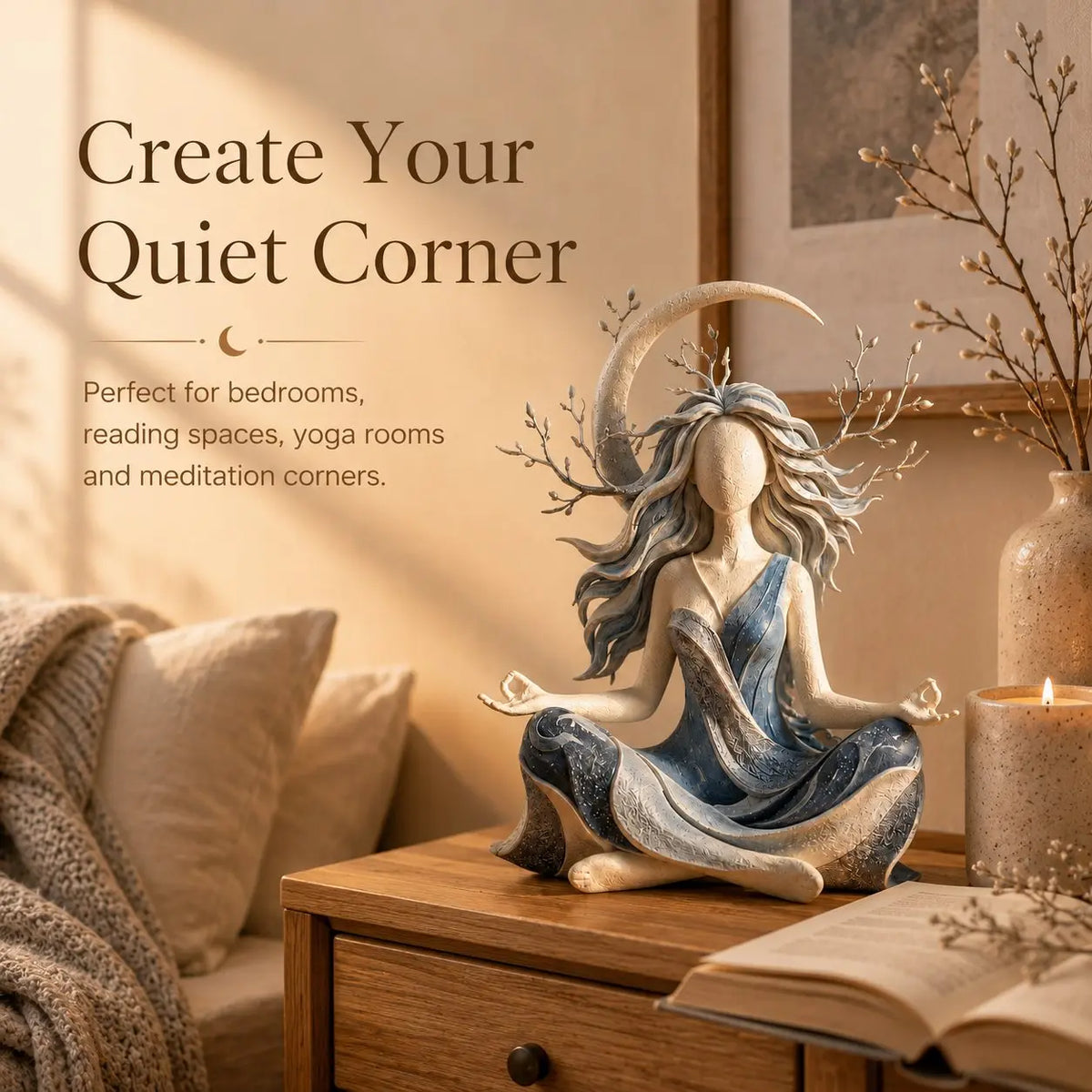 🌙 Inner Harmony Goddess Sculptural Figurine – Calming Home Decor & Meaningful Gift