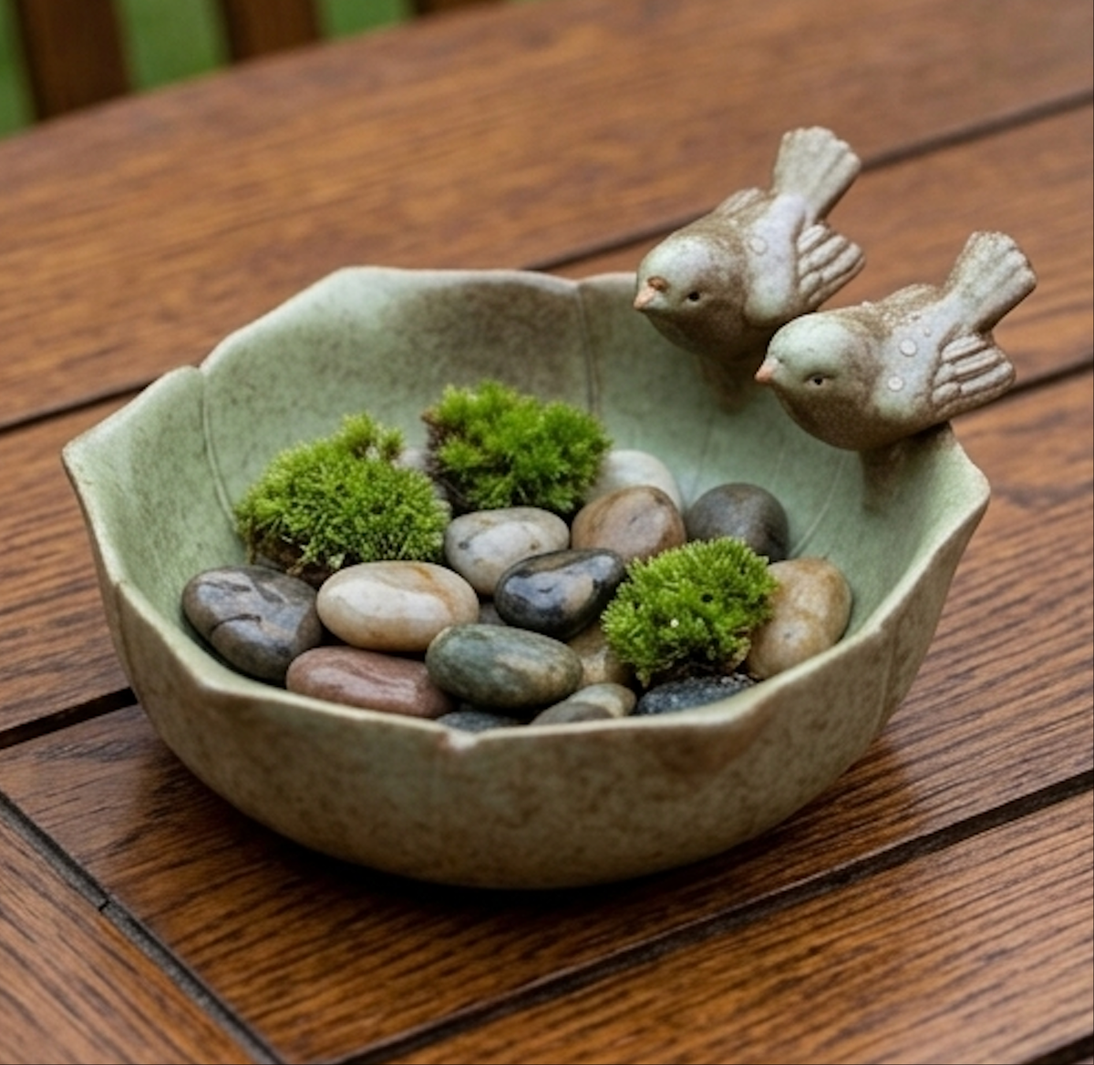 Ceramic Bird Bath Bowl – Elegant Outdoor Feeder & Bee Water Dish for Garden Birds