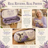 💜Be Still Hummingbird Quilted Glasses Case