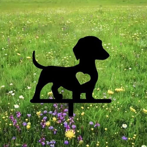 Freestanding Metal Dog Silhouette Garden Stake – Outdoor Pet Memorial Yard Decor