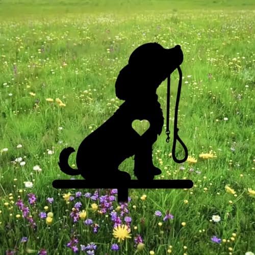 Freestanding Metal Dog Silhouette Garden Stake – Outdoor Pet Memorial Yard Decor
