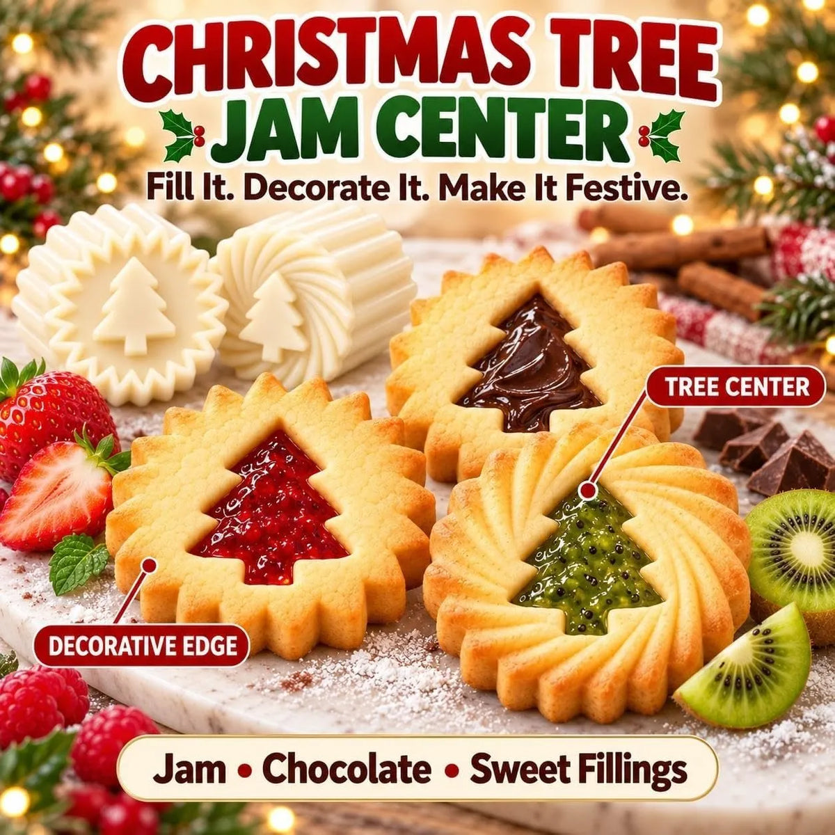 Christmas Tree Cookie Press 4 PCS