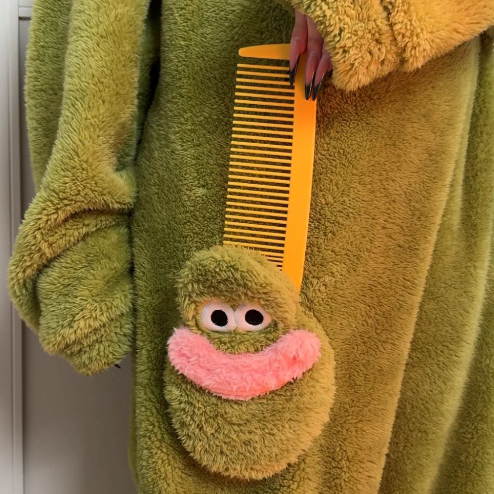 Funny Monster Hooded Fleece Robe 🐸💤