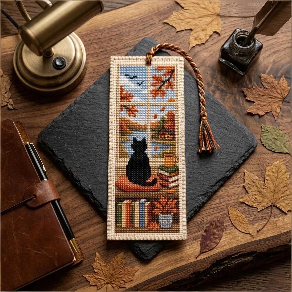 🐈📚DIY Cat Cross Stitch Bookmark Kit – Create Your Own Cozy Reading Companion