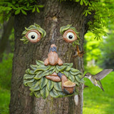 Glow-in-the-Dark Tree Face Bird Feeder – Funny Old Man Garden Decor Statue