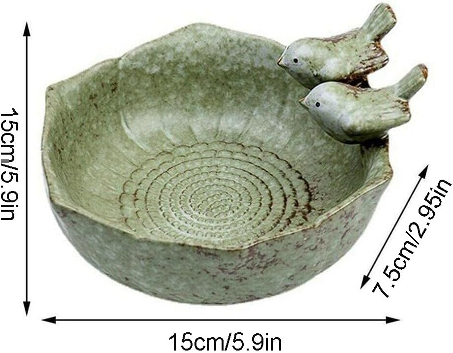 Ceramic Bird Bath Bowl – Elegant Outdoor Feeder & Bee Water Dish for Garden Birds