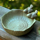 Ceramic Bird Bath Bowl – Elegant Outdoor Feeder & Bee Water Dish for Garden Birds
