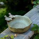 Ceramic Bird Bath Bowl – Elegant Outdoor Feeder & Bee Water Dish for Garden Birds