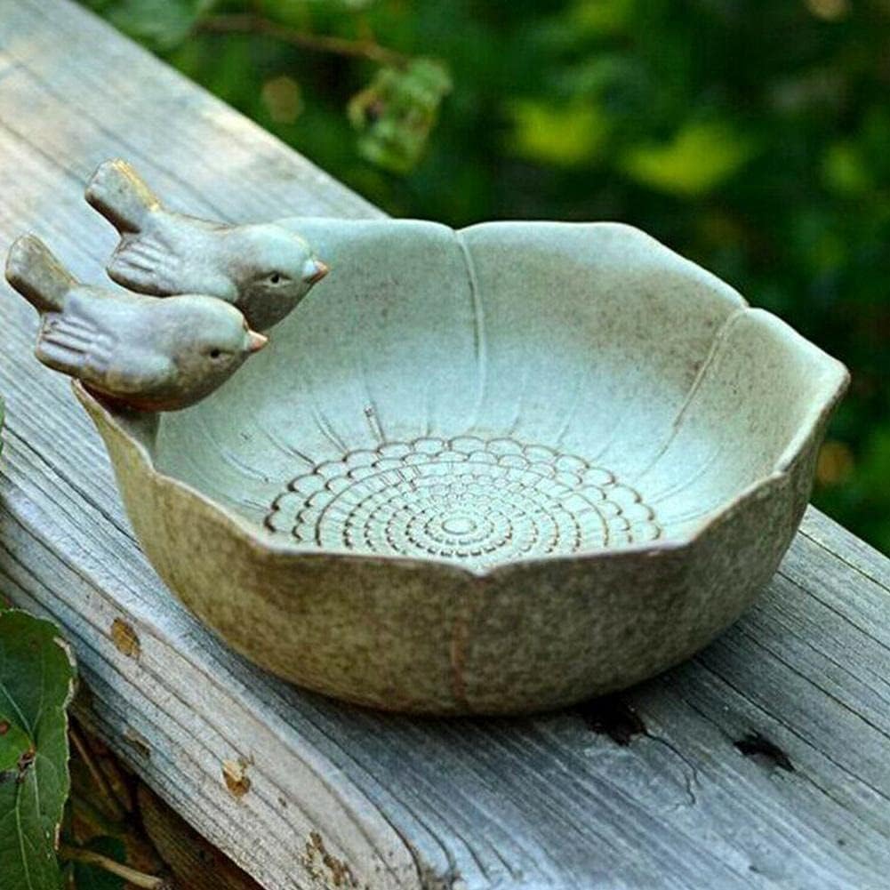 Ceramic Bird Bath Bowl – Elegant Outdoor Feeder & Bee Water Dish for Garden Birds