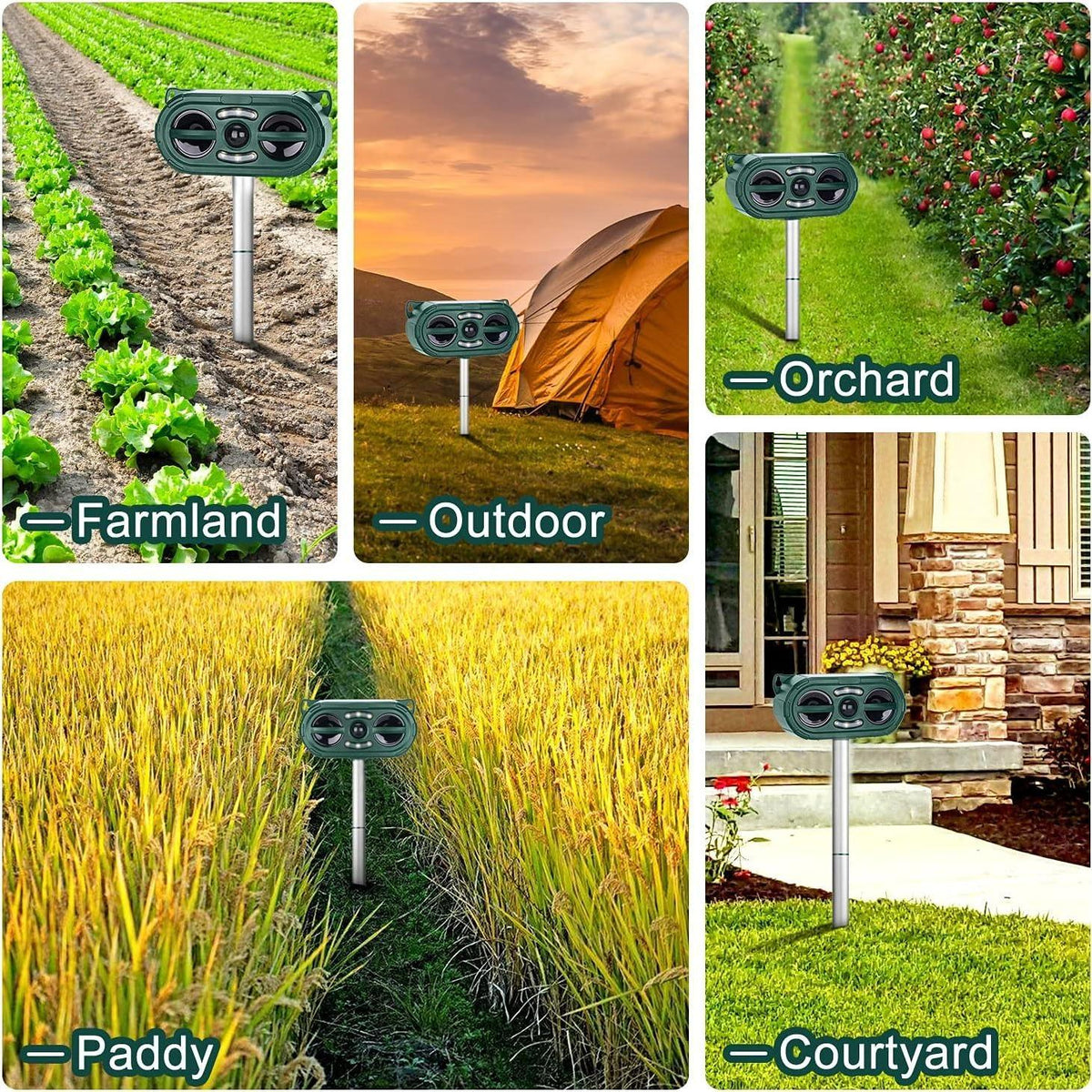 Solar-Powered Animal Repeller,Repellent for Outdoor Farm and Orchard Use