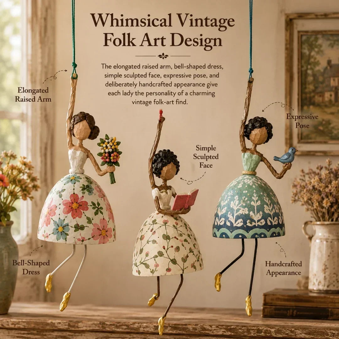 💃 Whimsical Dancing Lady Hanging Ornament | Folk-Art Porch & Window Decor