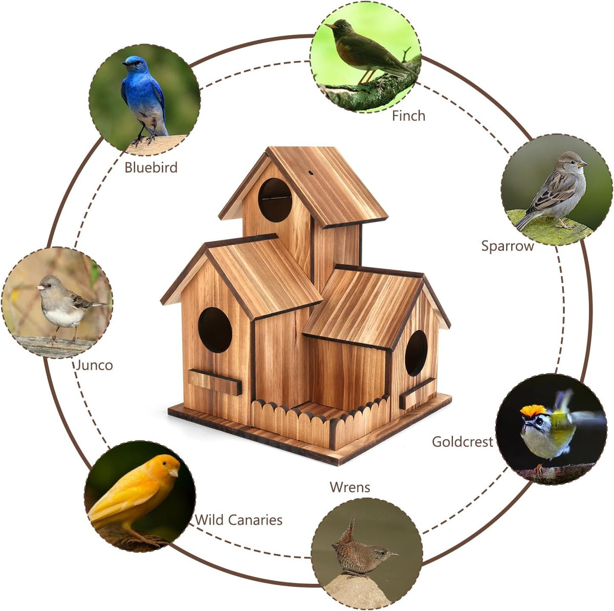 3-Holes Handmade Bird House