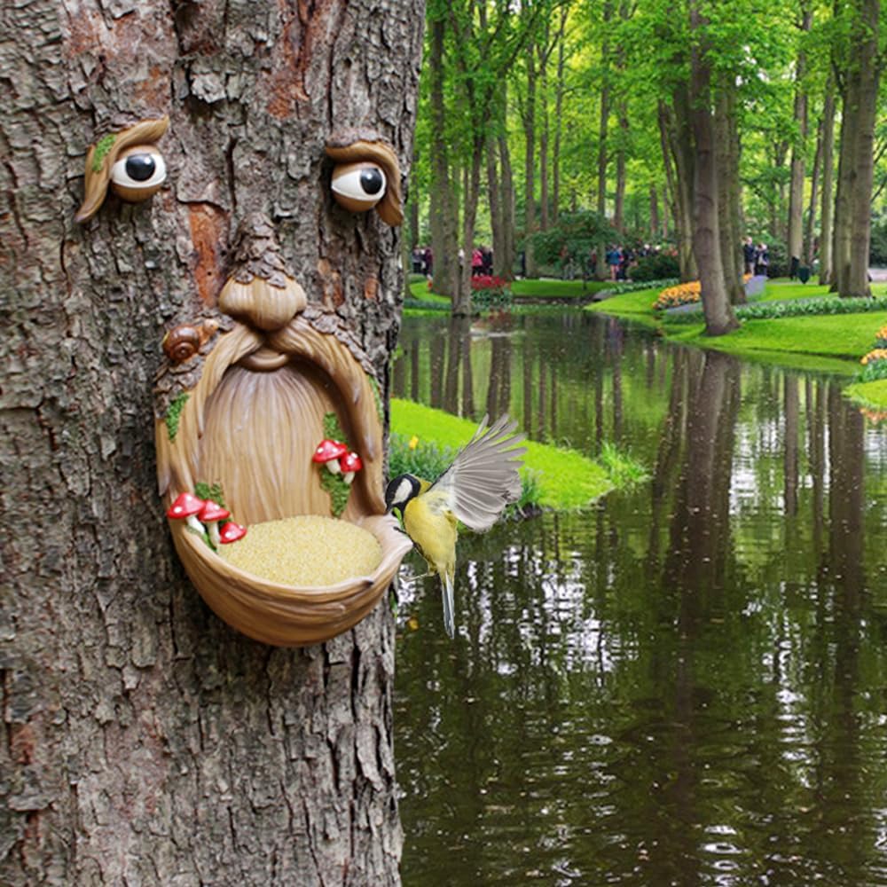 Funny Tree Face Bird Feeder – Whimsical Outdoor Garden Decor