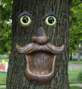 Lifelike Tree Face Bird Feeder – Glowing Eyes Outdoor Yard Accent