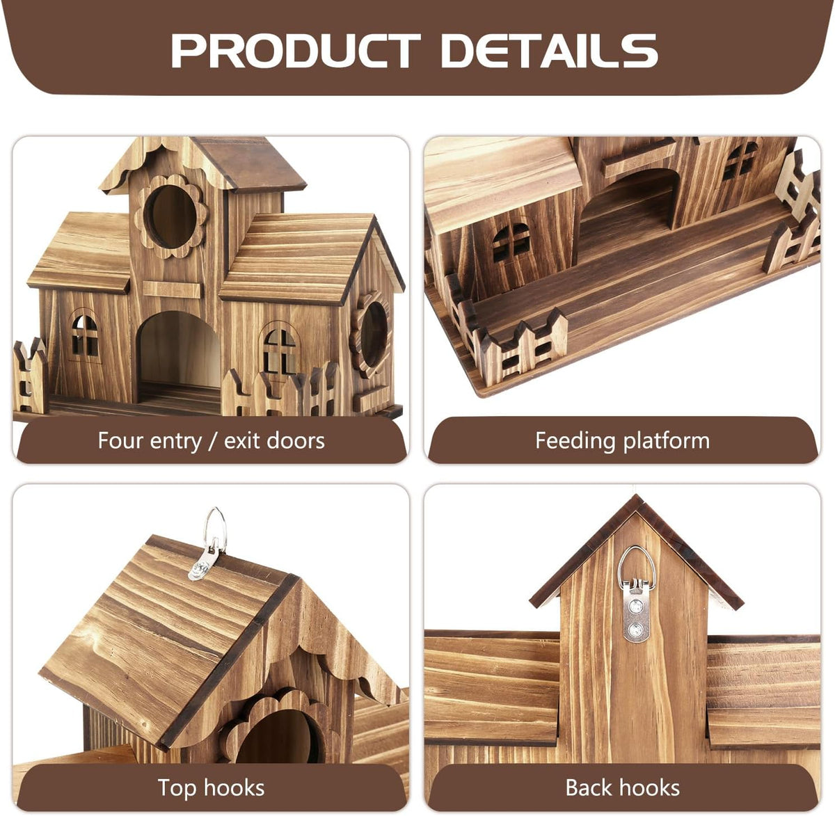 4-Holes Handmade Bird House