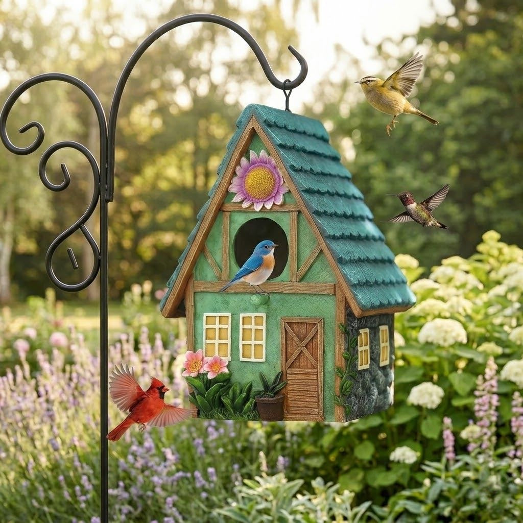 Hand-Painted Resin Birdhouses