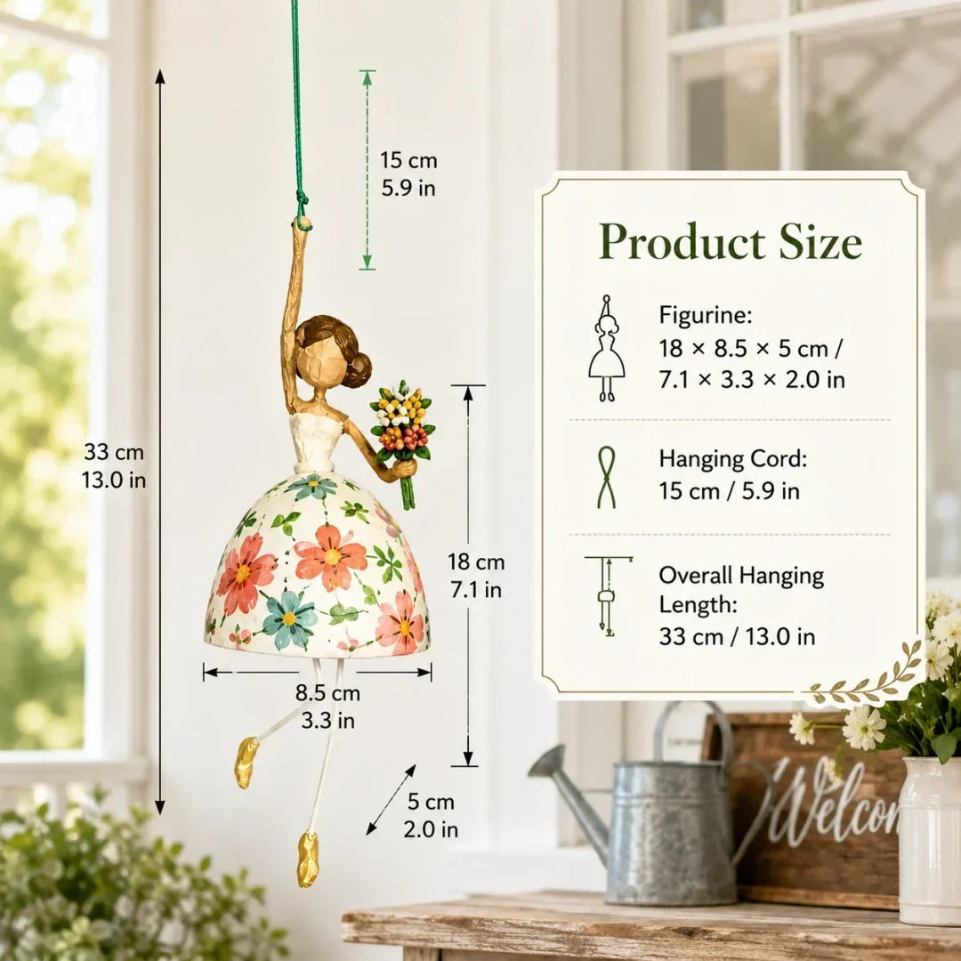 💃 Whimsical Dancing Lady Hanging Ornament | Folk-Art Porch & Window Decor