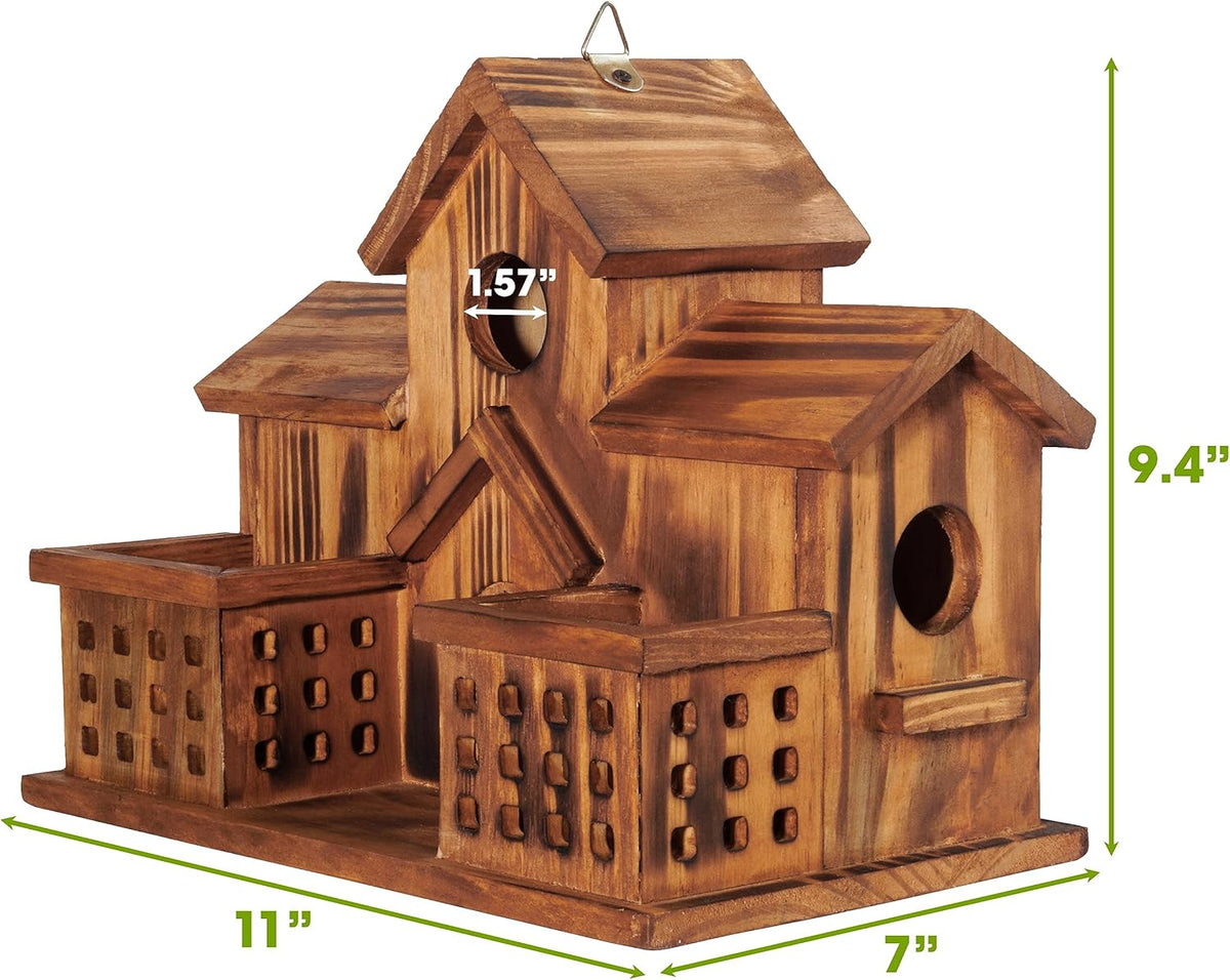 3 Hole Wood Bird House