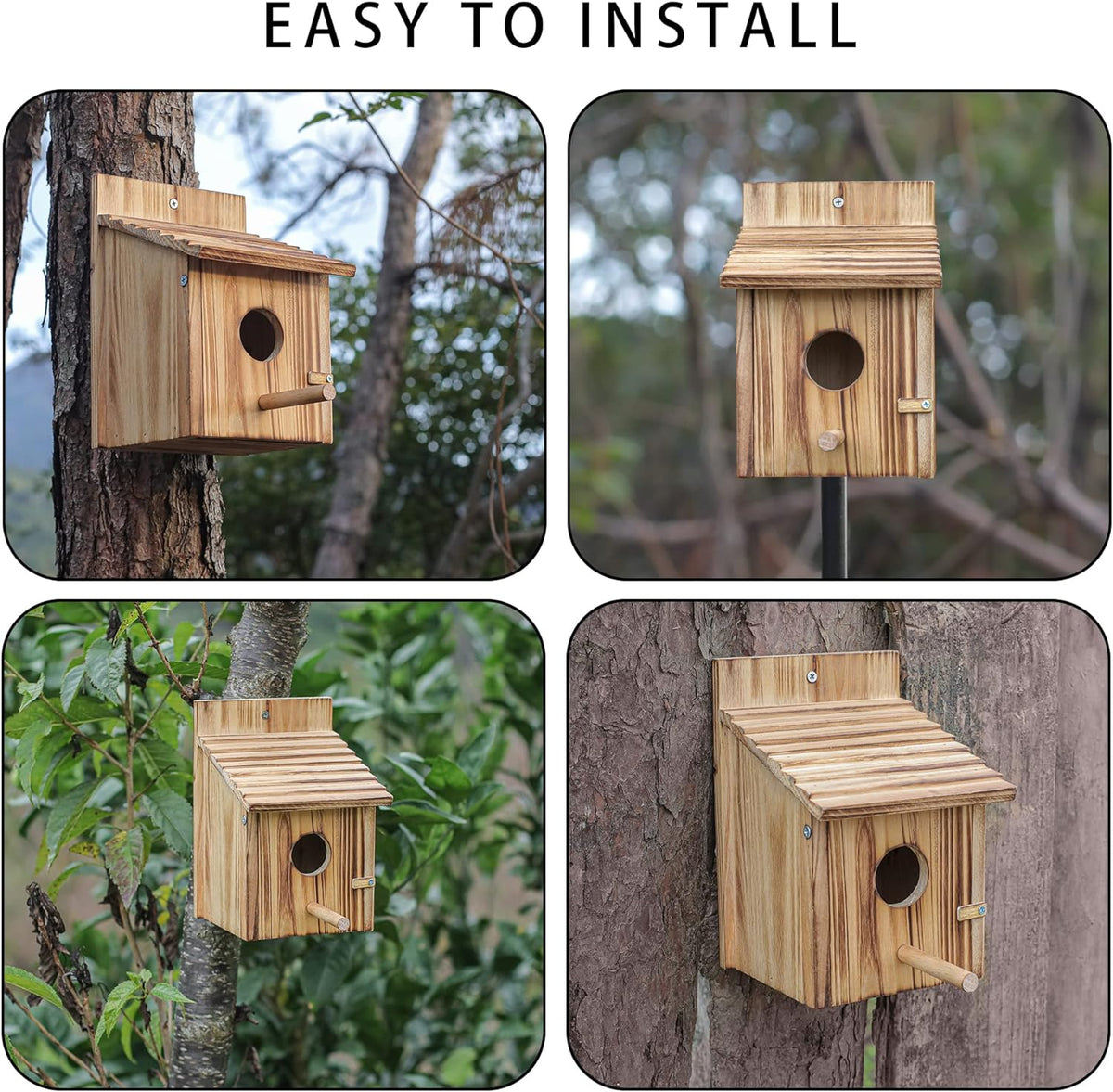 Wooden Bird House for Finch Bluebird Cardinals