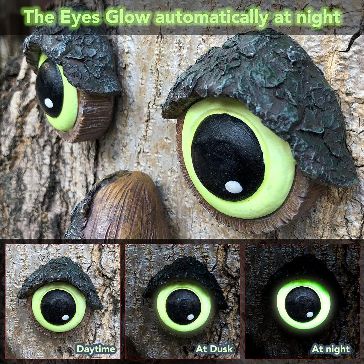 Lifelike Tree Face Bird Feeder – Glowing Eyes Outdoor Yard Accent