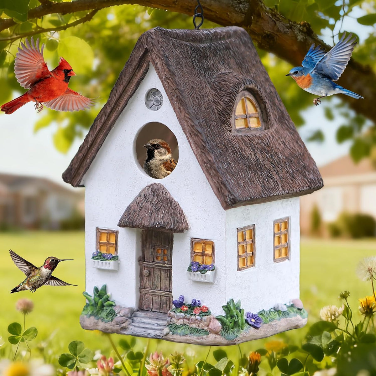 Hand-Painted Resin Birdhouses