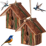 Wooden Bird House with Moss Accent Hanging Design