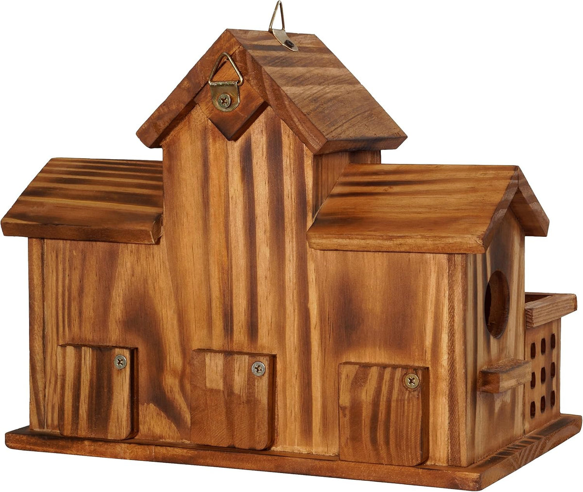 3 Hole Wood Bird House