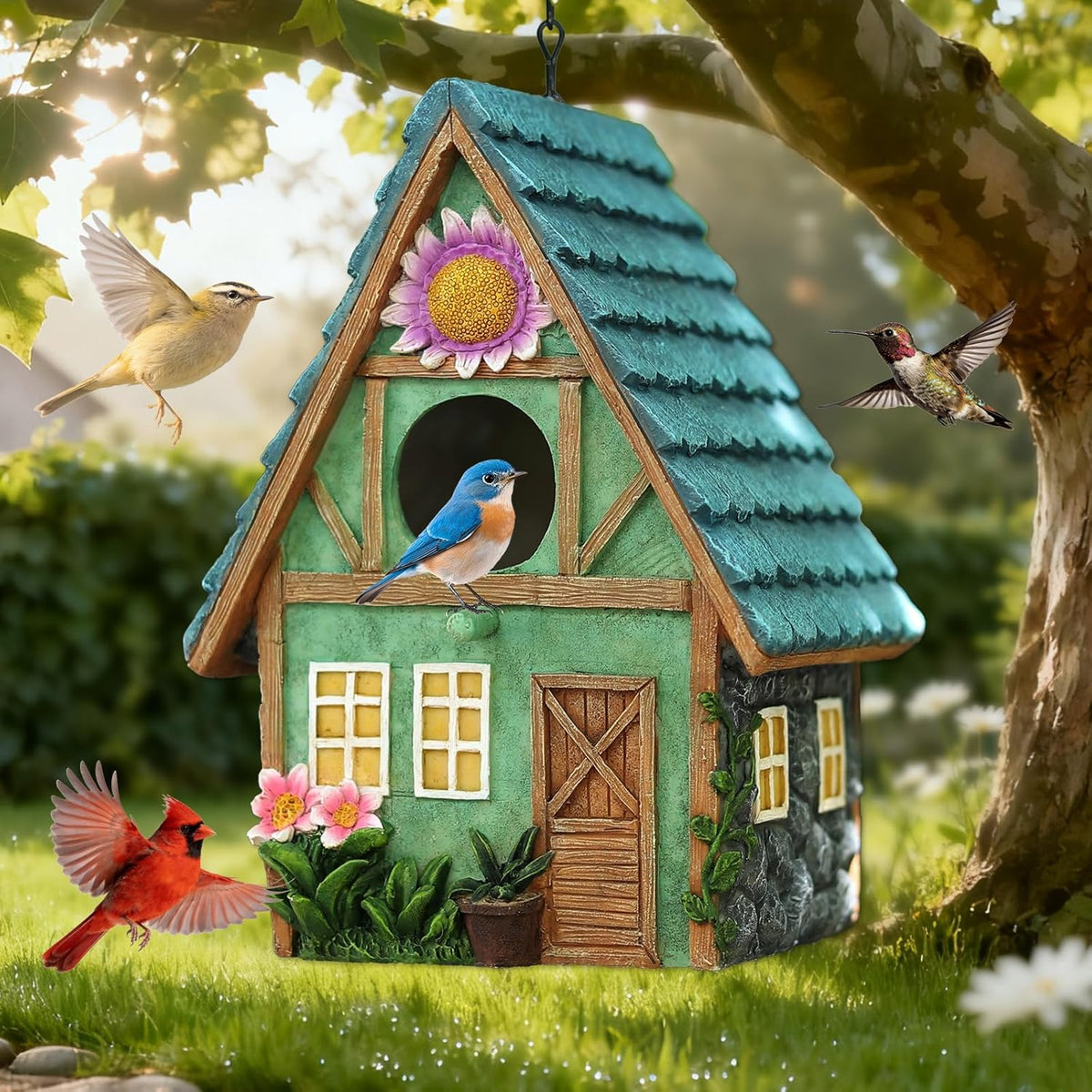 Hand-Painted Resin Birdhouses