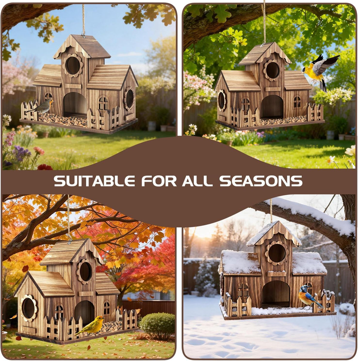 4-Holes Handmade Bird House
