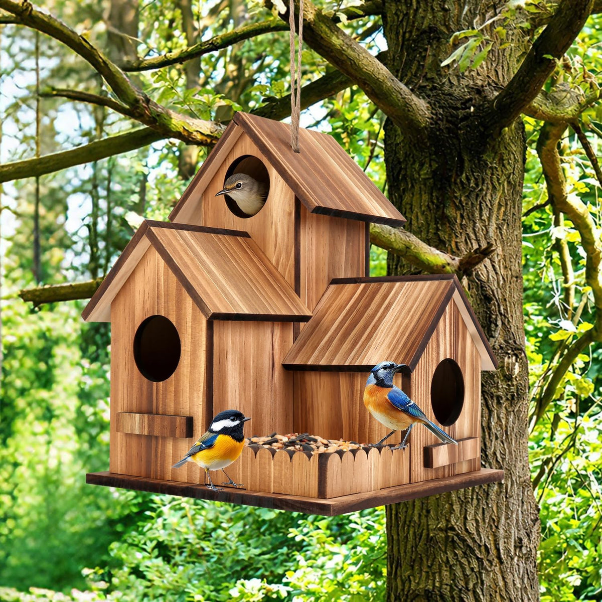 3-Holes Handmade Bird House
