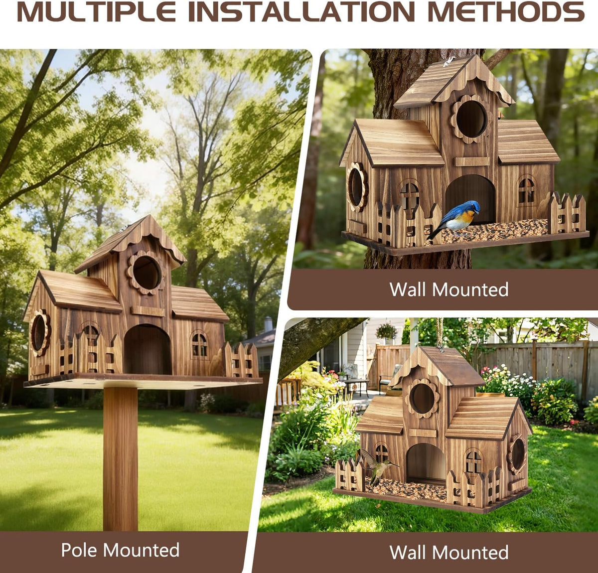 4-Holes Handmade Bird House